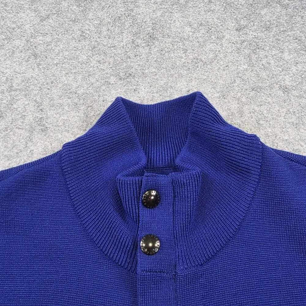 Polo Ralph Lauren Sweater Mens Medium? Blue Full Zip Mock Neck Mercer Club Crest